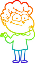 rainbow gradient line drawing cartoon happy man
