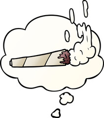 cartoon marijuana joint and thought bubble in smooth gradient style