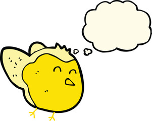 cartoon bird with thought bubble