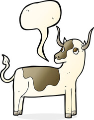 cartoon cow with speech bubble