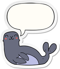 cartoon seal and speech bubble sticker