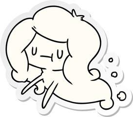 sticker cartoon of a kawaii cute ghost
