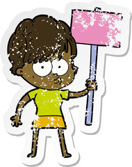 distressed sticker of a cartoon woman