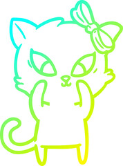 cold gradient line drawing cartoon cat