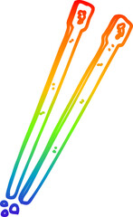 rainbow gradient line drawing cartoon chop sticks