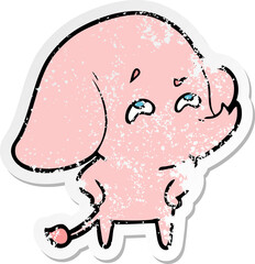 distressed sticker of a cartoon elephant remembering