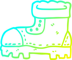 cold gradient line drawing cartoon work boot