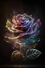 AI generated rose from neon lights