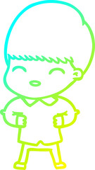 cold gradient line drawing happy cartoon boy
