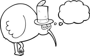 thought bubble cartoon kiwi bird