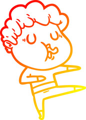 warm gradient line drawing cartoon man singing
