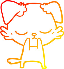 warm gradient line drawing cute cartoon dog