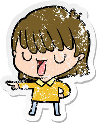 distressed sticker of a cartoon woman