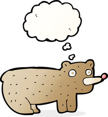funny cartoon bear with thought bubble