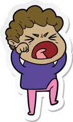 sticker of a cartoon furious man