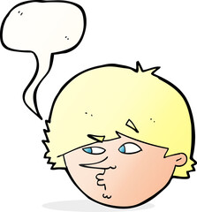 cartoon suspicious man with speech bubble