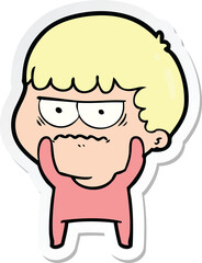 Obraz premium sticker of a cartoon annoyed man