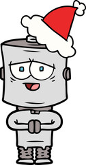 Obraz premium line drawing of a robot wearing santa hat
