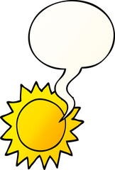 cartoon sun and speech bubble in smooth gradient style