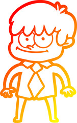 warm gradient line drawing happy cartoon man