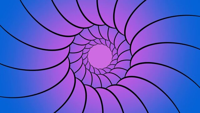 Rotating purple gradien 3d cartoon circles tunnel loop animation