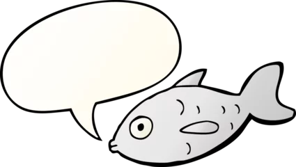 Foto op Canvas cartoon fish and speech bubble in smooth gradient style © lineartestpilot