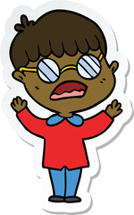 sticker of a cartoon boy wearing spectacles