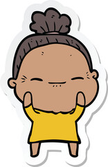 Obraz premium sticker of a cartoon peaceful old woman