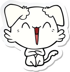 sticker of a happy little dog cartoon
