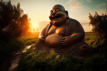buddha at sunset