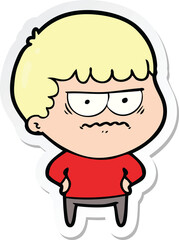 sticker of a cartoon annoyed man