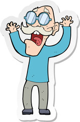 sticker of a cartoon old man in glasses