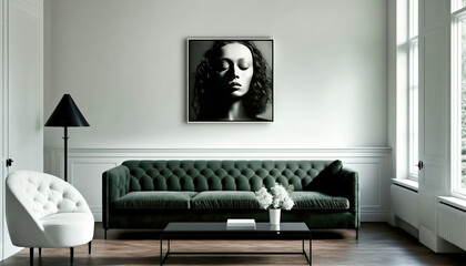 An elegant sofa in a modern living-room - generative ai