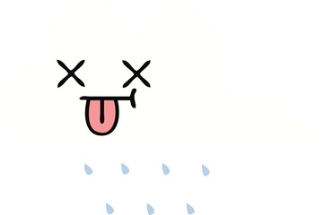 flat color retro cartoon rain cloud