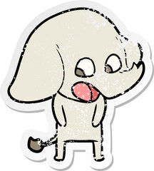 distressed sticker of a cute cartoon elephant