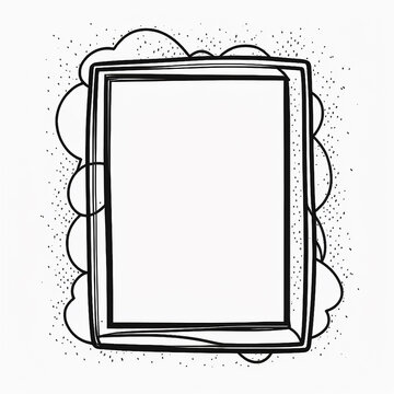 Hand drawn minimalistic black and white picture frame, generative Ai