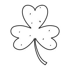 Clover leaf in hand drawn doodle style. Cute plant icon. isolated on white background.