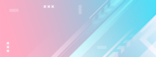 banner background. colorful, blue and pink geometric shape abstract gradient effect