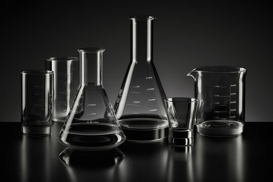 A group laboratory glassware