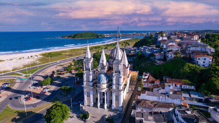 Aerial view of Ilheus, tourist town in Bahia. Historic city center with Catedral Sao Sebastiao
