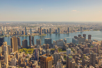 Beautiful aerial panoramic view at Manhattan landscape. 