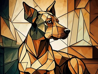 Dog in colorful cubism style