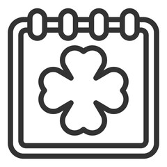 Clover leaf on the calendar - icon, illustration on white background, outline style