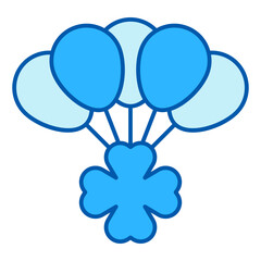 Clover leaf rises on balloons - icon, illustration on white background, similar style