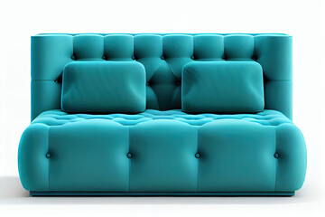 Modern style sofa without arms of blue color on isolated white background, Hobbies and leisure concept, Generative AI	