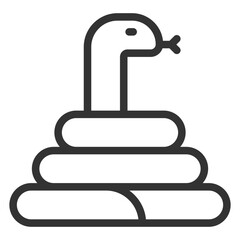 The snake curled up and raised its head in an attack - icon, illustration on white background, outline style