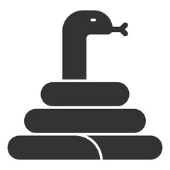 The snake curled up and raised its head in an attack - icon, illustration on white background, glyph style
