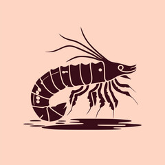 Hand drawn shrimp prawn fish illustration. Woodcut engraved style etching vector EPS 10