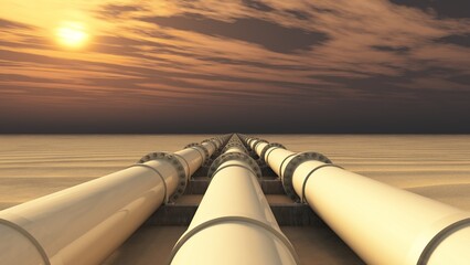 Oil or gas pipelines in desert landscape