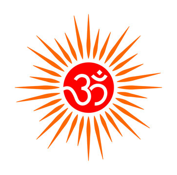 recommend clip art: The Hindu holy Om sign vector with Sun rays.